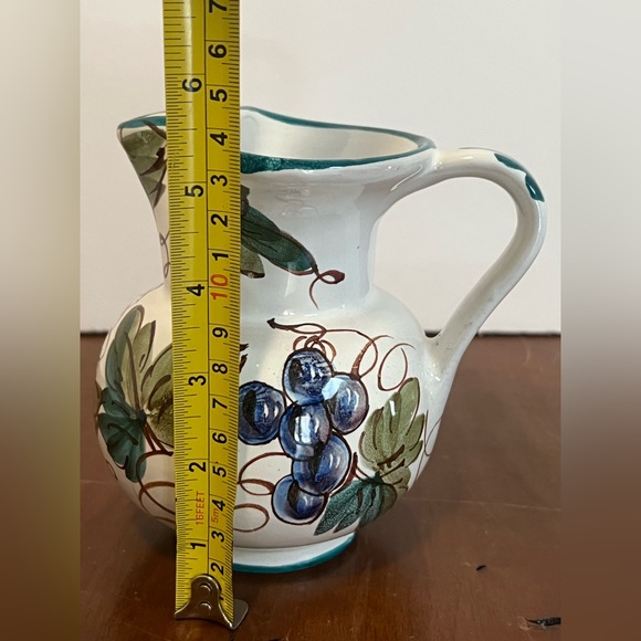 Ceramic Milk Creamer Pitcher Made In Italy Hand Painted Grapes - Picture 6 of 6